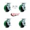 Service Caster 6 Inch Green Poly on Steel Caster Set with Roller Bearings 4 Brake 2 Swivel Lock SCC-30CS620-PUR-GB-TLB-BSL-2-TLB-2 - alternate 5